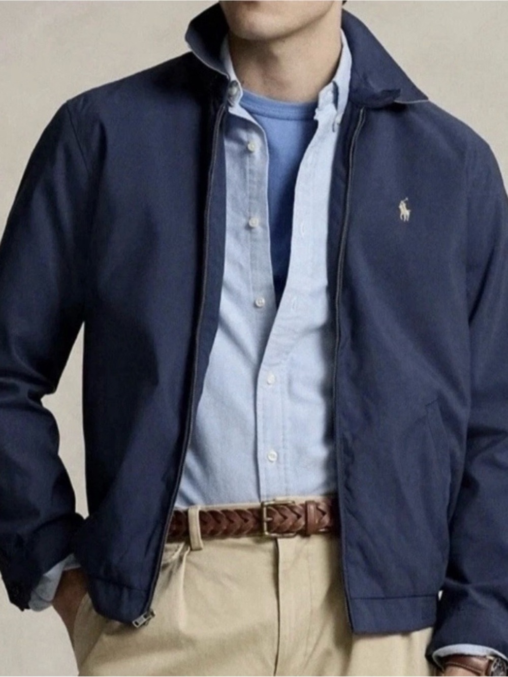Polo Ralph Lauren Harrington Jacket Men's XXL Navy Lined Full Zip Classic